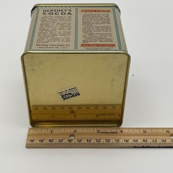 Hershey's Tin Gold Cocoa Square Metal Empty Container Bristolware - Picture 11 of 13